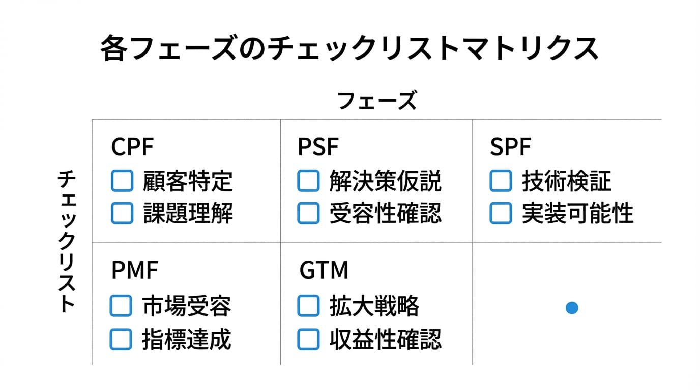 各フェーズのチェックリストマトリクス